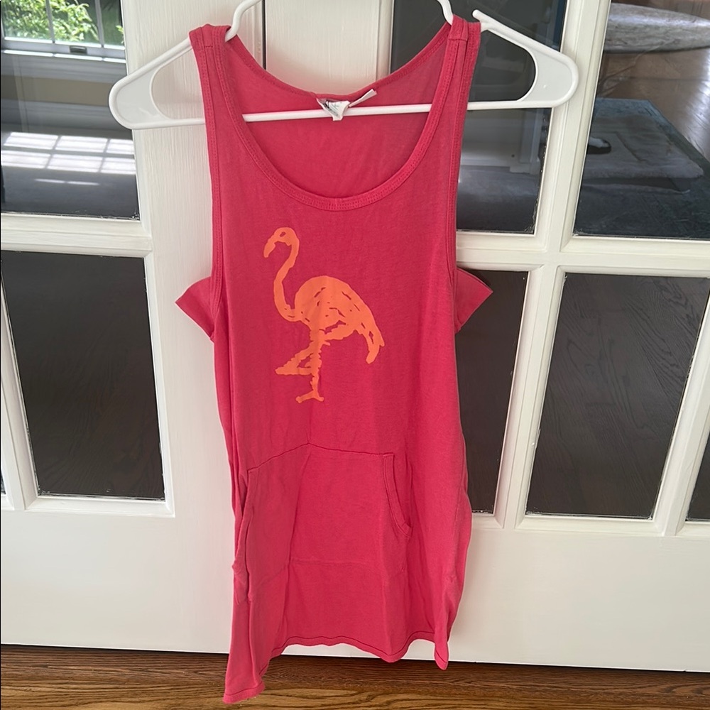 Roxy Girl Pink Tank Dress with Flamingo Graphic🦩